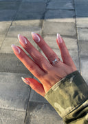 Milky Swirl, Medium Almond, press on nails