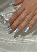 Glacier Blue, Medium Almond, press on nails
